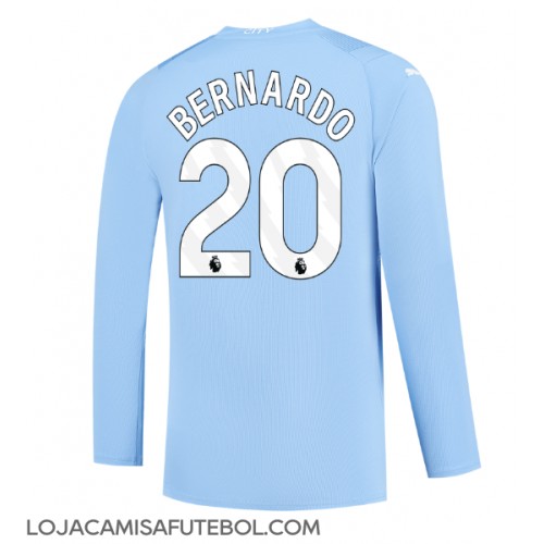 Camisa de Futebol Manchester City Bernardo Silva #20 Equipamento Principal 2023-24 Manga Comprida